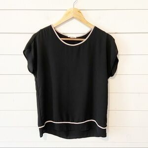 Pleione | Black high low blouse with open back xs